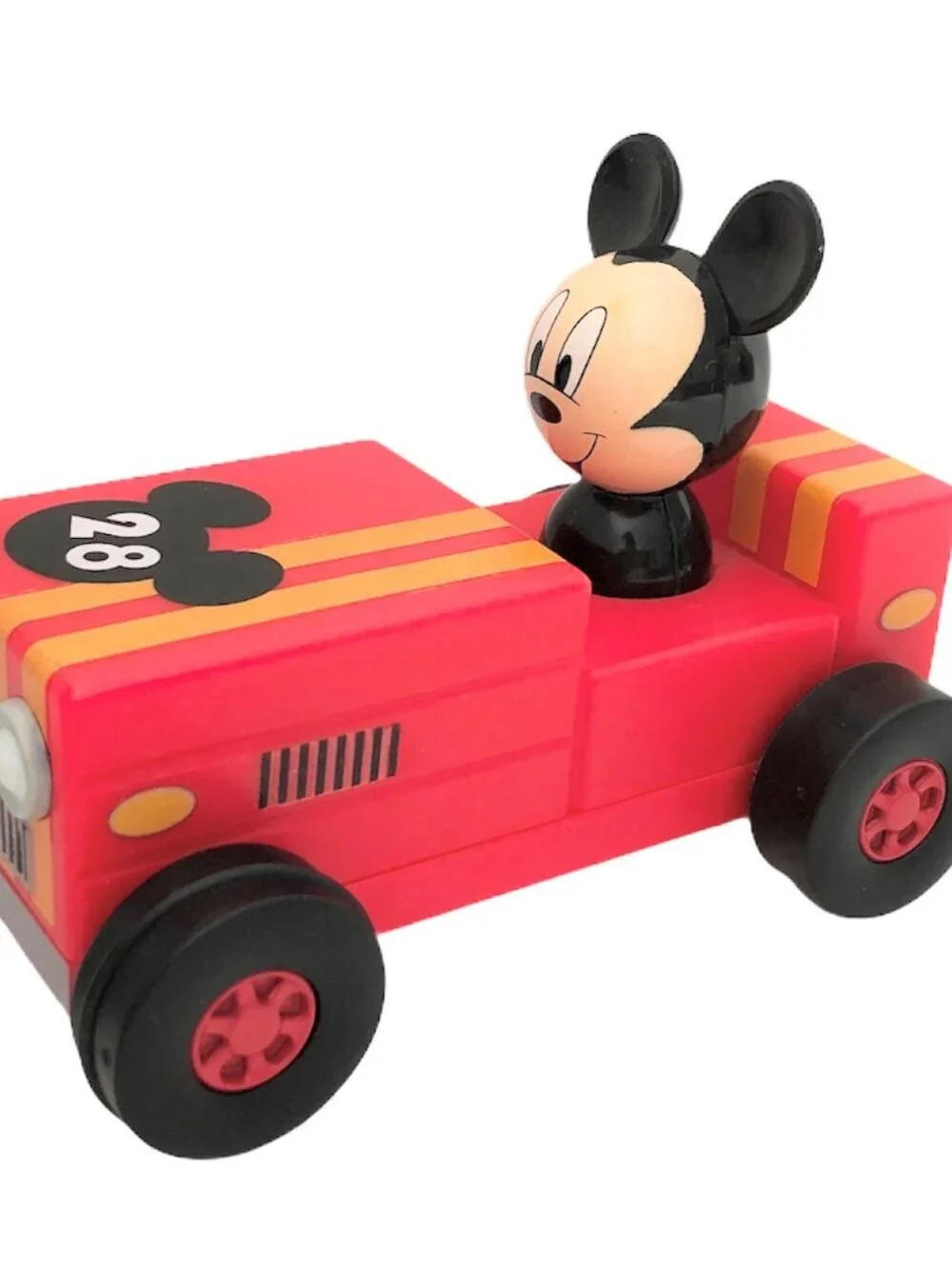Vintage Style Disney Mickey Mouse Racers Pullback Red Race Car #28 Toy